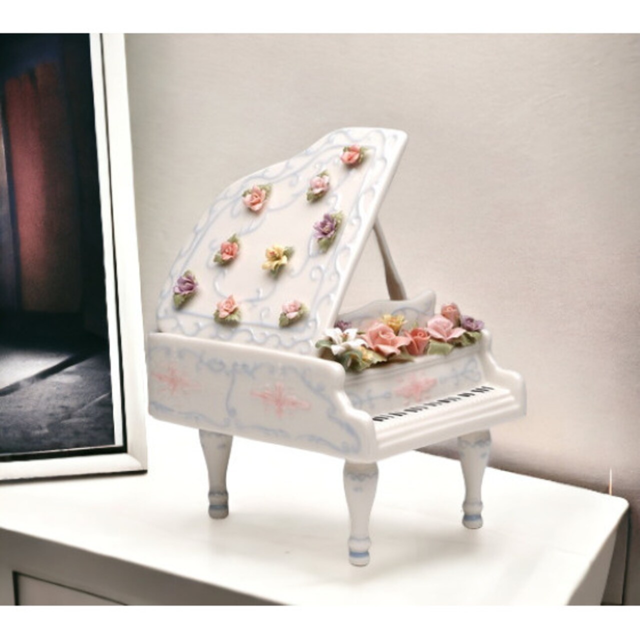 Hand Crafted Ceramic Grand Piano Music Box Home Décor Interior Accessories Idea